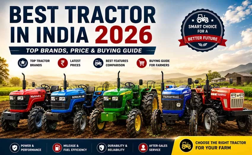 Best tractor in India 2026 farmer driving tractor in field